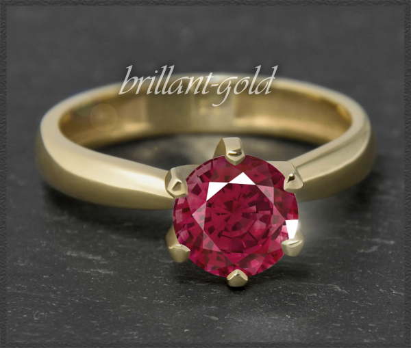 Ring mit 1,72ct Rubin, 585 Gelbgold Solitärring